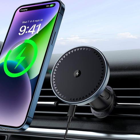 Beeasy for MagSafe Car Mount Charger, 15W Fast Charging Magnetic Wireless Car Charger, Car Phone Holder Mount for Vent ONLY Fit iPhone 15 Pro Plus...