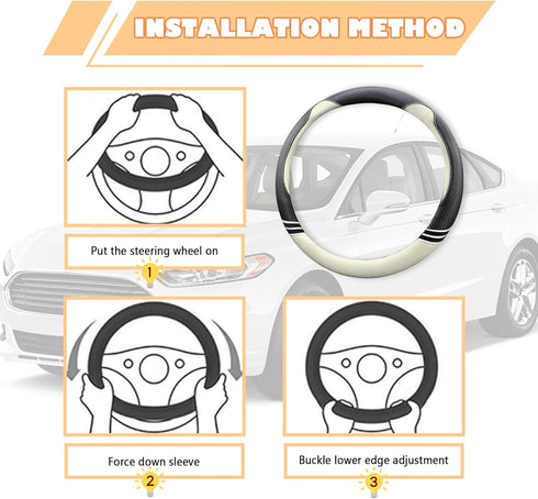 15 Inch Car Steering Wheel Cover with Anti-Slip Lining,Cute & Stylish Car Wheel Cover Car Decorations for All Seasons,PVC Leather Steering Wheel C...