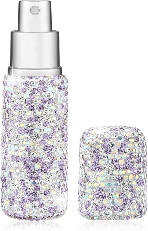 Bling Bling Shiny Rhinestone Portable Mini Perfume Essential Oil Spray Suitable for Liquid Refillable and Reusable Bottle Container (Purple)...
