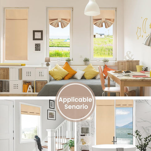 Self-Adhesive Sidelight Door Curtain,Door Curtains for Door Window Small Door Window Coverings, 1 Panel, W10 x L42, Beige...