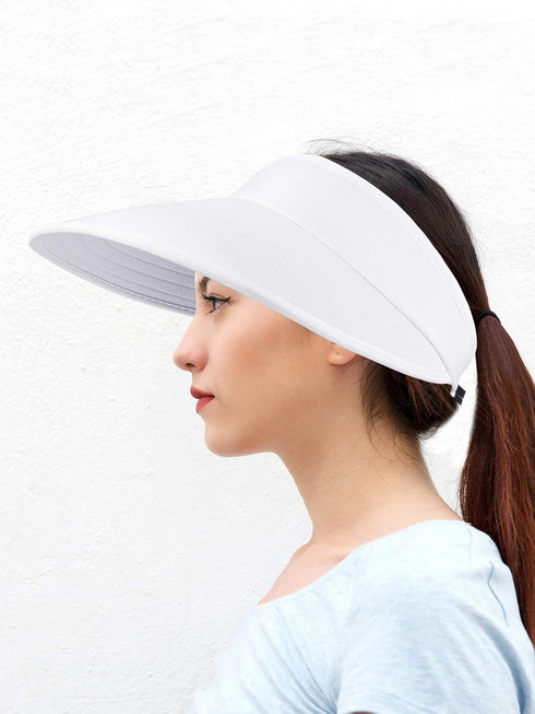2 Pieces Sun Visor Hats Wide Brim Visor Hats Adjustable Large Brim Summer UV Protection Beach Caps for Women...