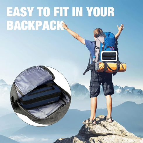 Aosbos Small Lunch Bag, Blue, Unisex, Portable Mini Cooler, Insulated Thermal Bag for Men and Women...
