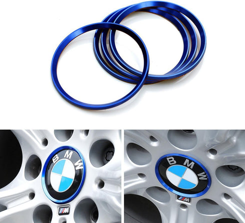 4 Pieces Alloy Car Wheel Rim Center Cap Hub Rings Decoration for Audi A3 A4 A5 Q3 Q5 Q7 TT Quattro, BMW X1 X3 X5 1 3 5 6 7 Series (Blue)...