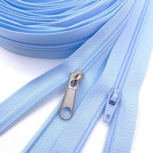 10Yards Bulk Zippers #3 Nylon Coil Zippers by The Yard with 15pcs Auto-lock Zipper Sliders and 10pcs Silver Pulls for Sewing Crafts Bages(#3 Candy...