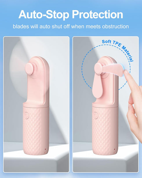 Handheld Fan Powerful Mini Fan USB Rechargeable Portable Fan Battery Operated Small Fan Little Makeup Lash Fan Hand Held Personal Fan for Travel B...