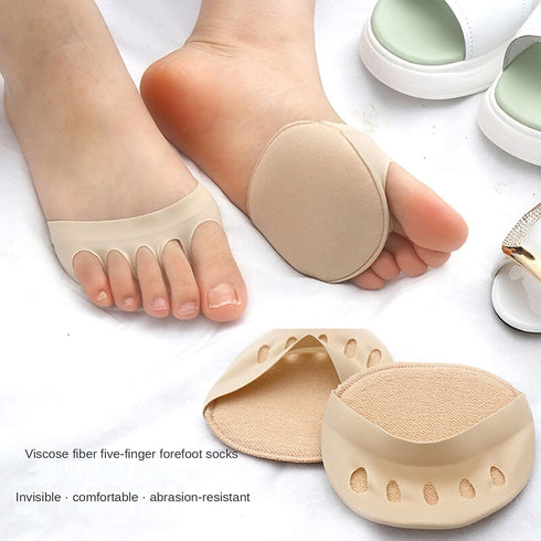 Foot Pads(3pairs of Apricot Color) Reusable Soft Ball of Foot Cushions Forefoot Pads for Women?Sweat Absorbent Non-Slip Foot Cover Inner Socks?Pre...