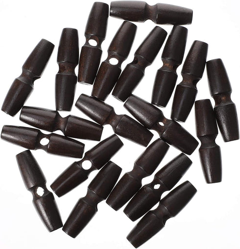 Wood Toggle Buttons 20pcs Horn Toggle Dark Brown Wooden Buttons for Sewing Craft Sew- On Toggles Closure for Sewing Clothing Craft DIY Accessories...