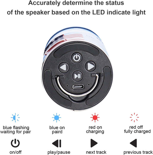 Oil Drum Wireless Bluetooth Speaker, Small Metal Speaker with American Flag Pattern, Mini Portable Speaker 12 Hours Playing Music, TWS Pairing Ste...