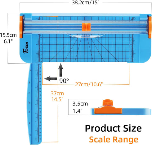 Firbon Blue A4 Paper Cutter, 12 Inch Titanium Straight Paper Trimmer with Side Ruler for Scrapbooking Craft, Paper, Coupon, Label, Cardstock...