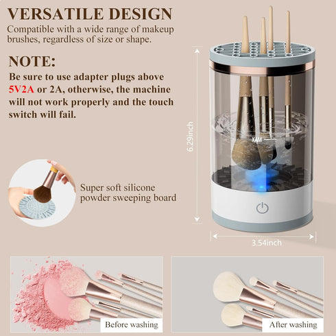 Electric Makeup Brush Cleaner, Cosmetic Brush Cleaner, Upgraded Electric Makeup Brush Cleaner with Brush Clean Mat, Automatic Spinning Makeup Brus...