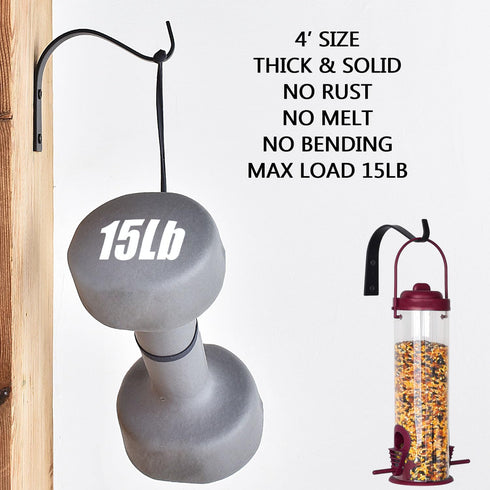 4 Inch Iron Wall Hooks for Plant Hanger Bracket Indoor Outdoor, Wall Mount Rustic Decor for Light, Lanterns Fence, Bird Feeders, Wind Chimes...