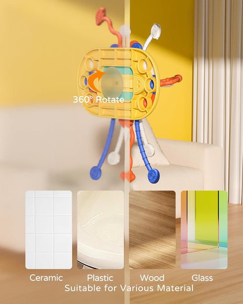 High Chair Toys with Suction Cup, Montessori Toys for 1 Year Old,Sensory Toys for Fine Motor Skills,Food Grade Silicone Pull String Activity Toy G...