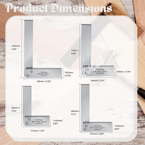 Machinist Square 2 Inch, Atarvana Mechanical Steel High Precision Square, Harden Carbon Steel Engineer Square, 90 Degree Wide Base Square, L-Type ...
