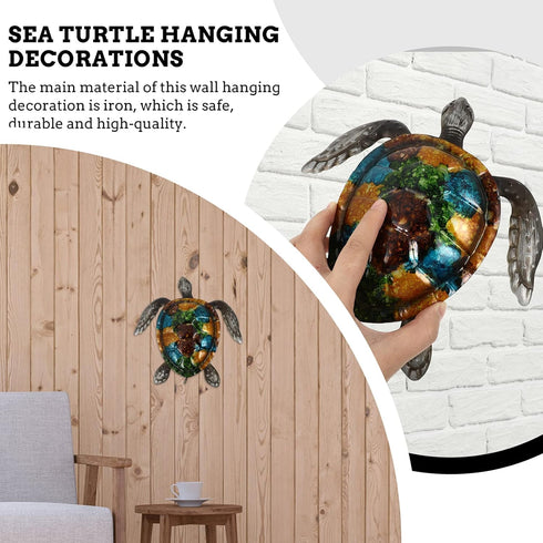 NUOBESTY Turtle Statue Outdoor Metal Turtle Wall Decor Sea Turtle Hanging Wall Art Iron Tortoise Sculpture Ocean Decoration for Home Bedroom Garde...