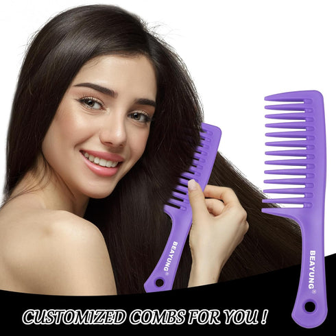 2PCS Large Wide Tooth Comb, Shower Combs, Hair comb for wet curly hair, Durable Hair Brush for Best Styling and Professional Hair Care(2Black)...
