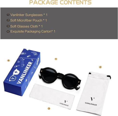 VANLINKER Vintage Round Polarized Sunglasses for Women Men Trendy Shades Retro Circle Sun Glasses VL9743...
