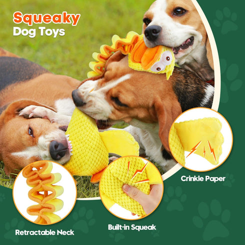 Sturdy and Durable Duck Dog Toy for Chewy Dogs, with Crinkle Paper and Squeaker, Large Dog Interactive Tug-of-War Dog Toy, Keeps Busy, Suitable fo...