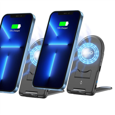 Wireless Charger 2 Pack, 15W Fast Wireless Charging Stand Foldable Phone Charger for iPhone 14 13 Pro Max 12 11 8 Plus XR XS Mini, Samsung 21 Ultr...
