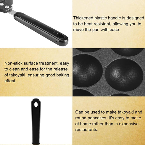 Aebleskiver Pan, Takoyaki Maker Iron Aebleskiver Pan Nonstick Aebleskiver Pan Black Pancake Pan Aluminum Non Stick Coating Ebelskiver Pan Pancake ...