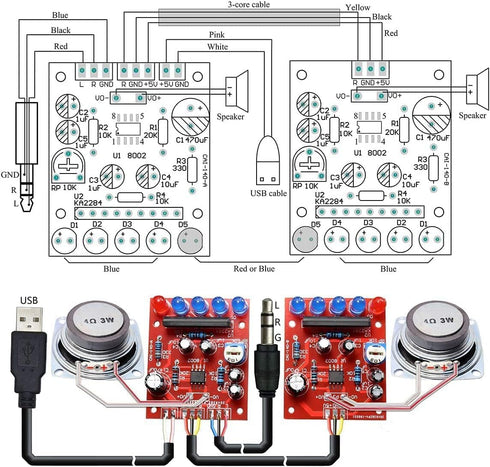 DIY Electronic 3W Speaker Making kit with Transparent Shell Mini Computer Audio Electronics Sound Amplifier Music Audio Welding Kit......