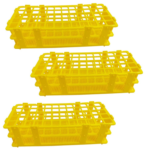 3 Packs Plastic Test Tube Rack, 60 Holes Lab Test Tube Rack Holder for 16mm Test Tubes, Yellow, Detachable (Yellow60)...