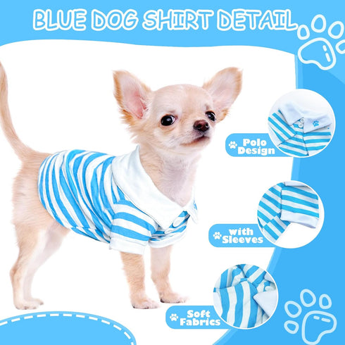 2 Pieces Dog Shirts for Small Dogs Boy Girl Stripe Dog Clothes Spring Summer Chihuahua Yorkie Clothes Soft Pet T-Shirt Extra Small Dog Clothes Pup...