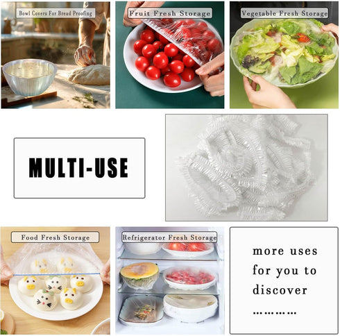 200pcs Elastic Bowl Covers for Bread Proofing,Sourdough Bread Baking Supplies,Plastic Wrap for Food Fruit Vegetable,Plastic Proofing Bowls/Basket ...