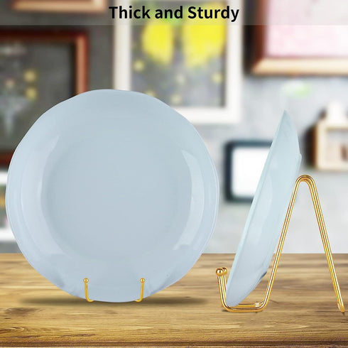 4 Pack Plate Stands for Display, 4 Inch Gold Plate Stands for Display, Metal Square Wire Easel Stand, Plate Holder Display Stands, Picture Frame S...