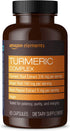 Amazon Elements Turmeric Complex, 316 mg Curcumin, 140 mg Ginger, 5 mg Black Pepper - Joint & Immune System, Healthy Inflammation Response - 65 Ca...