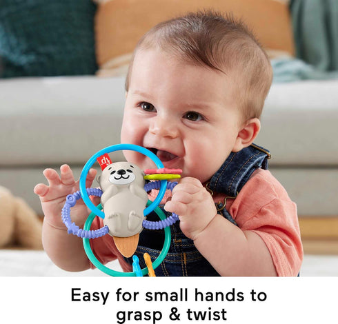 Fisher Price Baby Toys Twist & Teethe Otter 2-In-1 Rattle and Bpa-Free Teether with Textured Rings for Infant Fine Motor Play...