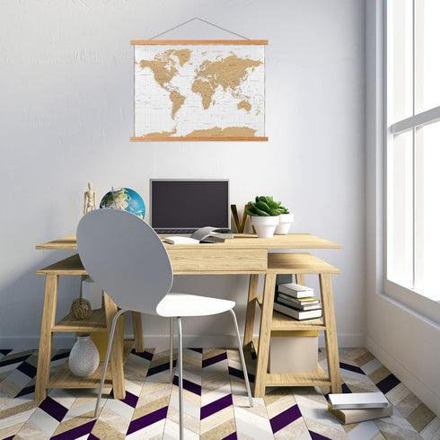 FALAMON Magnetic Poster Hanger Frame, 24x36 24x18 17x24 Teak Wood Magnet Poster Frame for Posters, Prints, Photos, Pictures, Maps, Scrolls, and Ca...