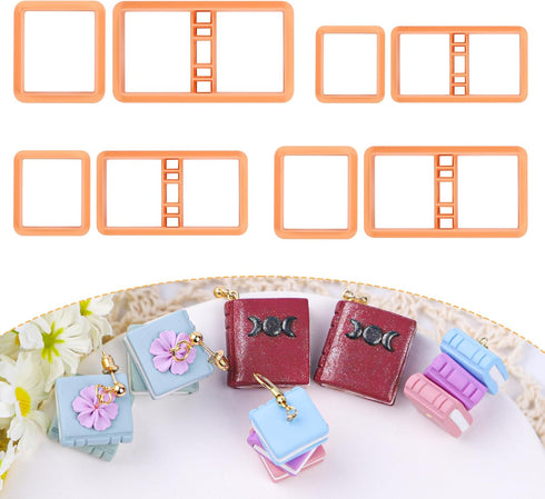 Puocaon Books Clay Cutters - 8 Pcs Polymer Clay Cutters for 3D Books Clay Earrings Jewelry Making, Back to School Book Clay Cutters for Polymer Cl...