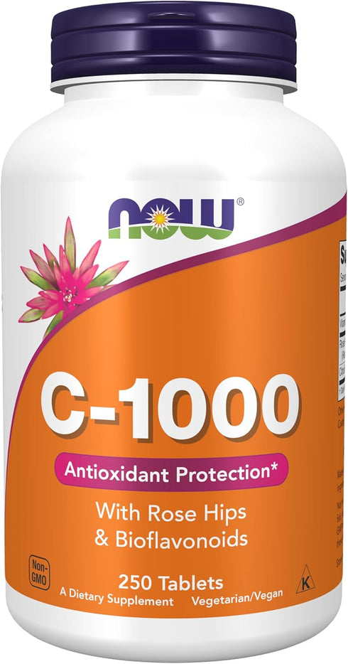 NOW Supplements, Vitamin C-1,000 with Rose Hips & Bioflavonoids, Antioxidant Protection*, 250 Tablets (Pack of 1)...
