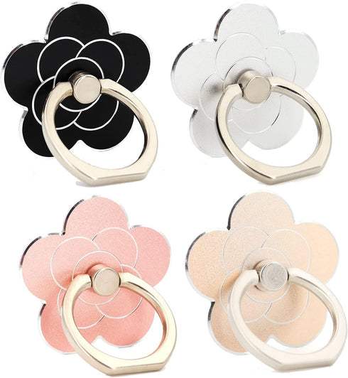 Cell Phone Ring Holder Flower,Fwaytech 360 Rotate Metal Finger Ring Socket Grip Kickstand for Smartphones,4Pack (Flower4)...