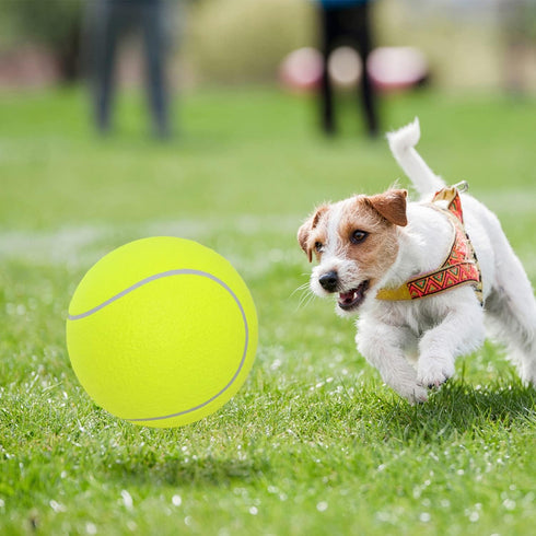Pomeat 2 PCS Gaint Tennis Ball for Dogs, 9.5" Inflatable Large Tennis Balls Pet Chew Toy, Inflatable Rubber Non-Toxic Pet Toy Balls with Pump & Ne...