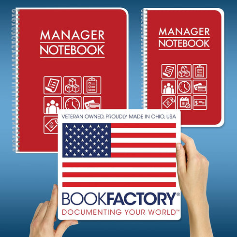 BookFactory Manager Notebook/Manager’s Log Book/Planner/Management Logbook - Wire-O, 100 Pages, 8.5”x11” (LOG-100-7CW-PP(ManagerNotebook)-BX)...