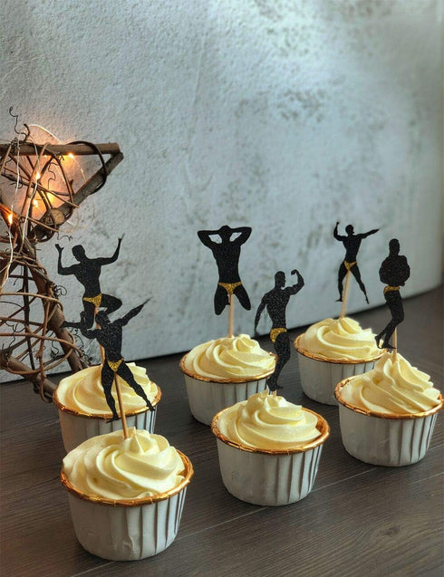 36 PCS Male Dancers Beefcake Cupcake Toppers,Bachelorette Cupcake Toppers Picks, Hen Party Decoration Supplies...