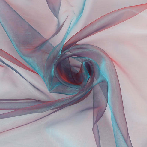 Lightweight 2 Tone Voile Fabric Sheer Organza Iridescent Turquoise with Red - 58 Inch by 5 Yards...