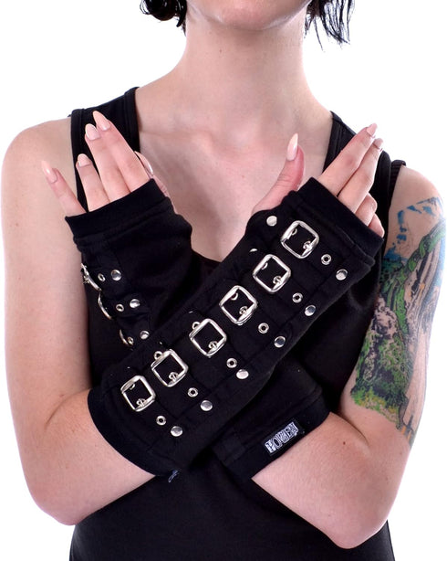 Pretty Attitude Goth Arm Warmers Buckle Armwarmer Gothic Gloves Emo Accessories...