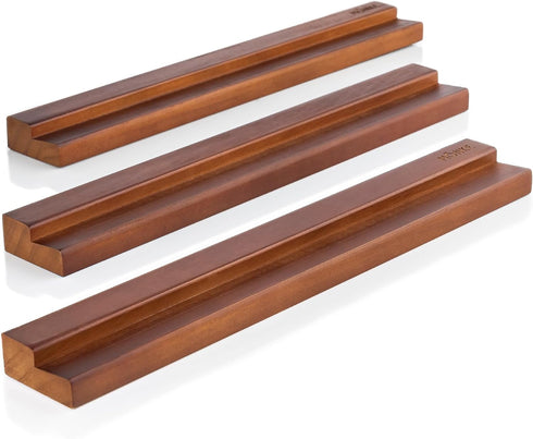 Vinyl Record Wall Mount - 3 Elegant Display Ledges Made from Solid Wood - These Vinyl Record Shelf Will Hold Records of Any Size (Brown)...