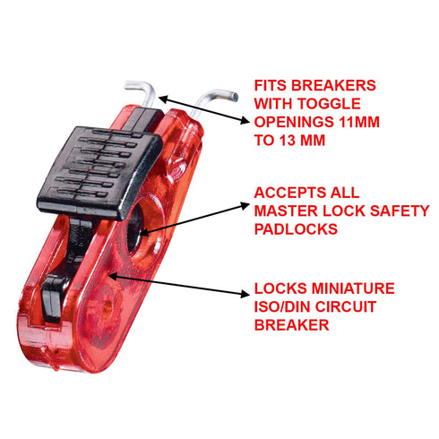 Master Lock S2391 Lockout Tagout Miniature Circuit Breaker,Red, Wide Toggles...