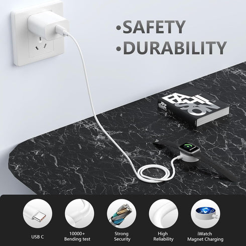 ???????? ???????????????? Fast Charger Magnetic for Apple Watch, 3FT USB C for iWatch Magnetic Charging Cable with Max 20W PD Power Adapter Compat...