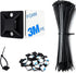100 Set Cable Zip Tie Self Adhesive Mounts Kit with 6" Zip Ties, 3/4" Wire Holders Squares, Screws - Sticky Wire Fasteners Cable Clips Management ...