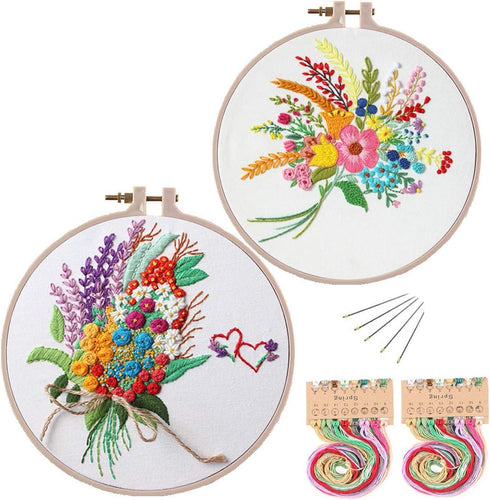 Konrisa Stamped Embroidery Kit with Pattern Floral DIY Sewing Cross Stitch Kits for Adult Flowers Plants Embroidery Starter Kit with Embroidery Fl...