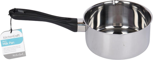 KitchenCraft Induction Milk Pan with Pouring Lip, Stainless Steel, 14 cm (6''), Silver...