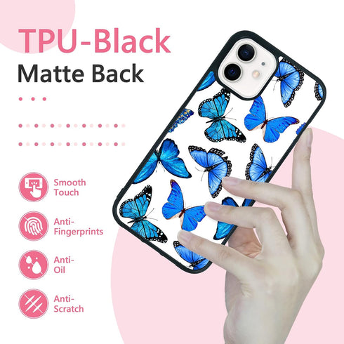 FANXI Blue Butterfly Cell Phone Case Compatible with iPhone 12/12 Pro 6.1 Inch - Shockproof Protective Cute Cool Butterflies Phone case for Women ...