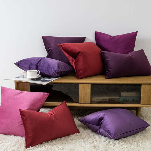 JUSPURBET Decorative Pillow Covers Set of 2 Velvet 26x26 Throw Pillow Covers for Couch Sofa Bed Soft Cushion Covers Cases with Hidden Zipper for L...