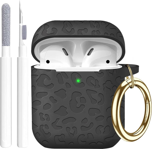 for Airpod Case & Airpods 2nd Generation Case Leopard Engraved Skin Cover Compatible with AirPods 2nd/1st Charging Case,Cute Soft Silicone Full Pr...