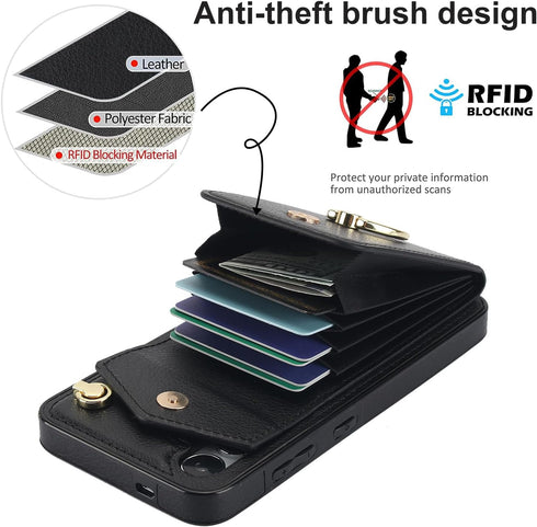 Asuwish Phone Case for Samsung Galaxy S24 Plus S24+ 5G Wallet Cover with Tempered Glass Screen Protector and RFID Blocking Ring Credit Card Holder...