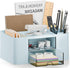 Desk Organizer with 2 Drawer, Multi-Functional Pencil Pen Holder for Desk, Plastic Desk Organizers and Storage with 5 Compartments, Desktop Organi...
